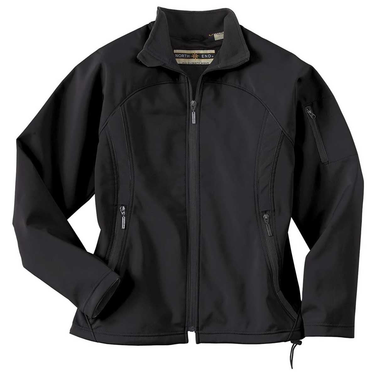 North End Women's Stylish Black Three - Layer Fleece Bonded Soft Shell Performance Jacket