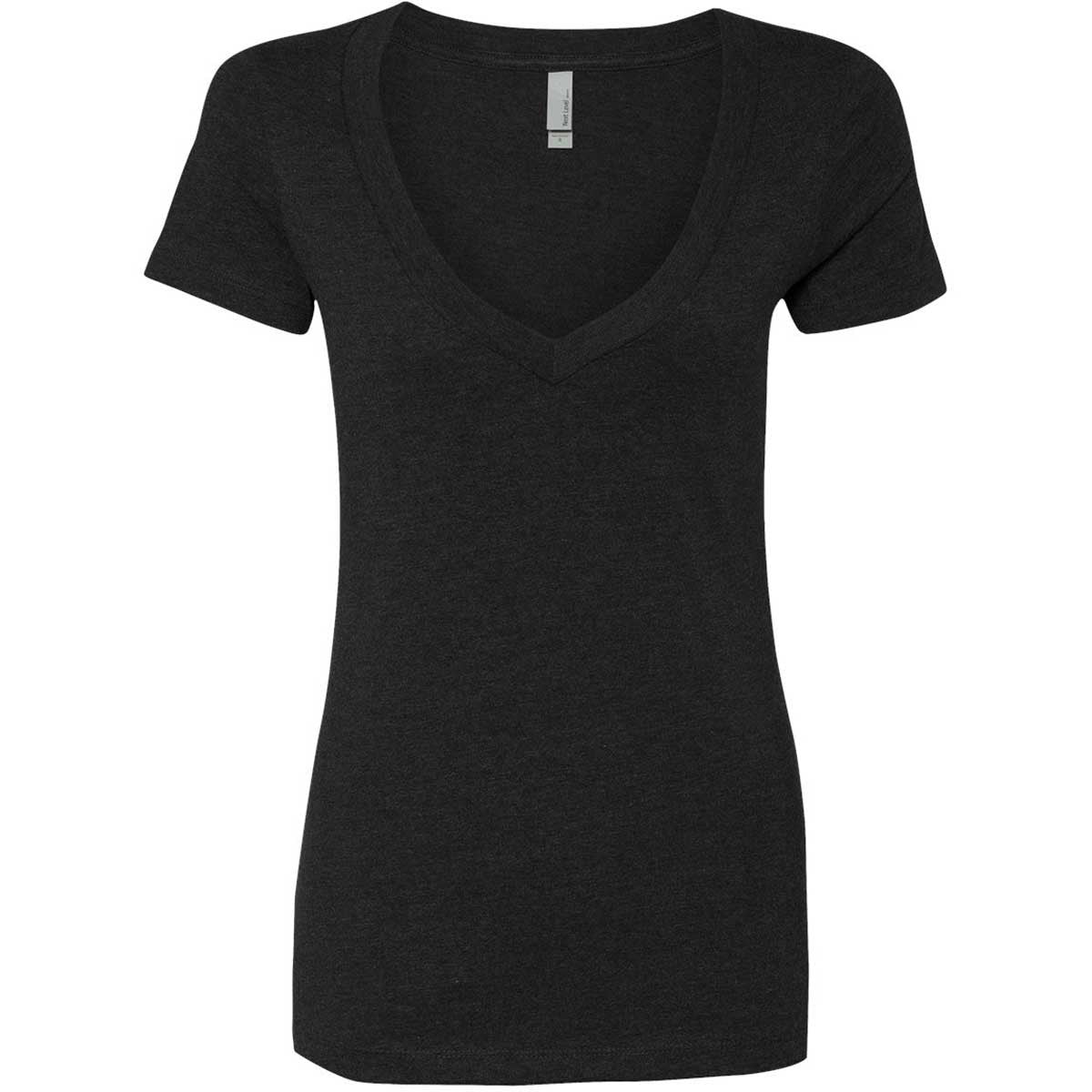 Next Level Women's Stylish Black CVC Deep V Tee