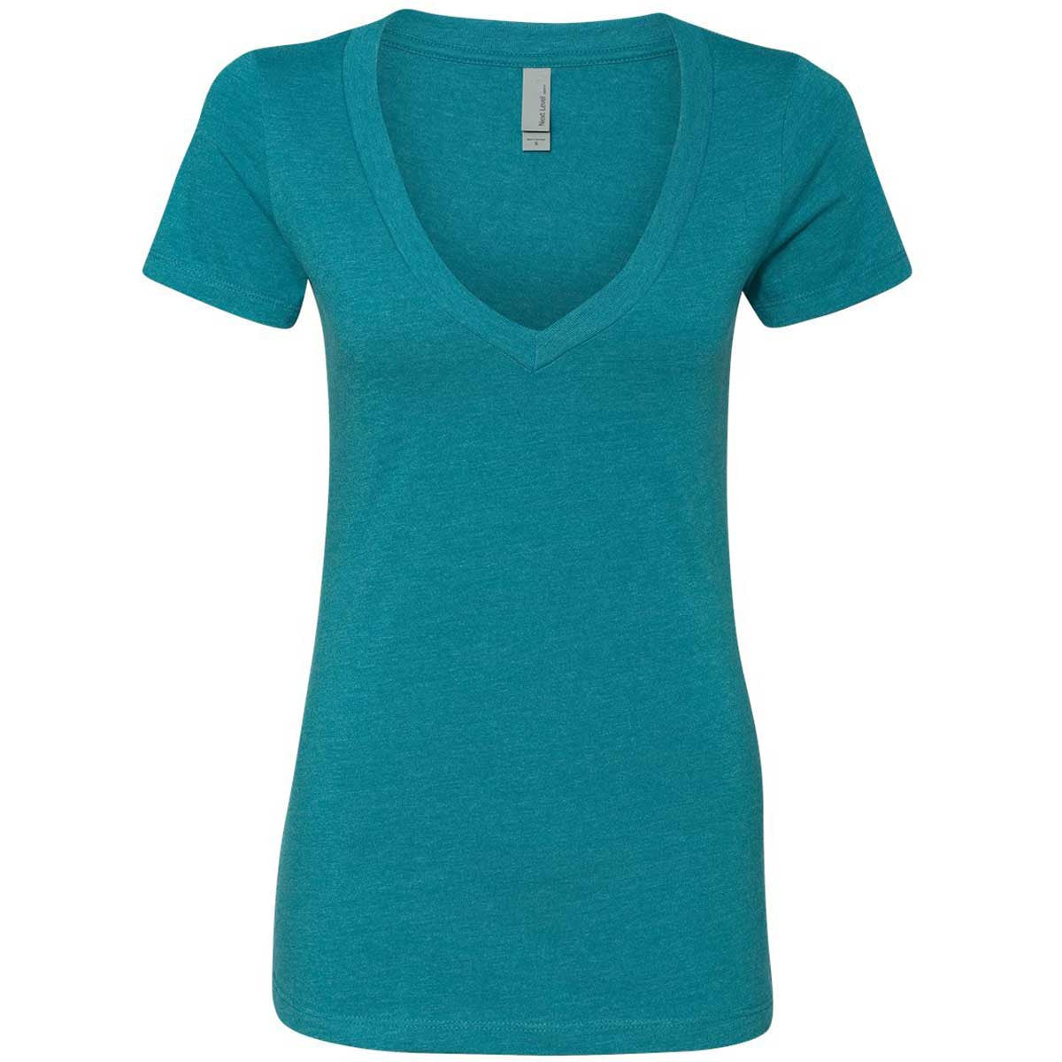 Next Level Women's Stunning Teal CVC Deep V Tee
