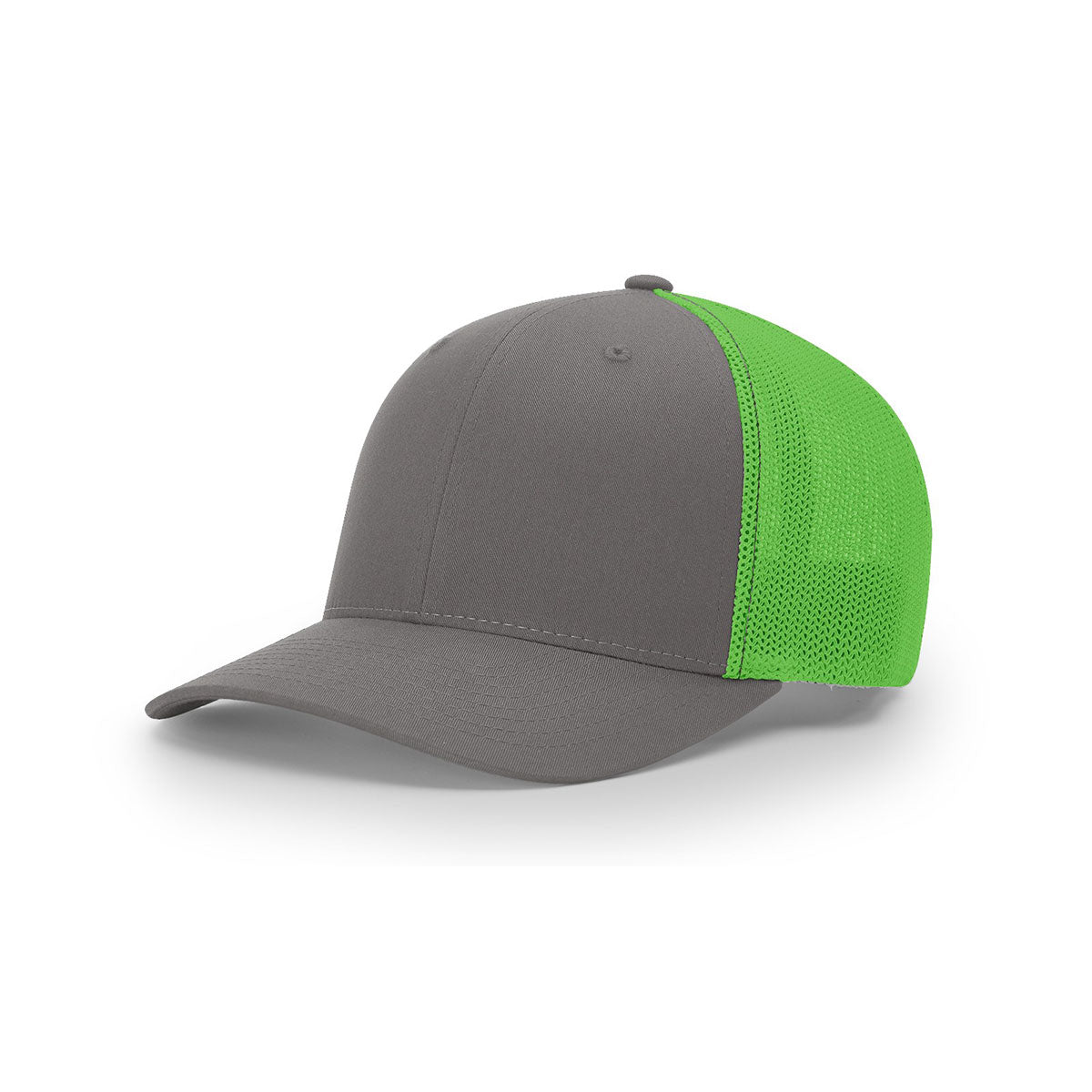 Richardson Charcoal/Neon Green Mesh Back Split Trucker R-Flex Hat - Promote Your Brand!