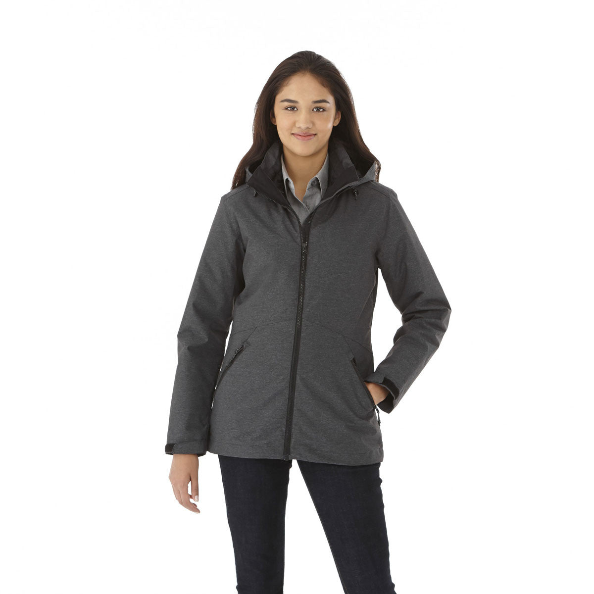 Elevate Women's Delamar 3-in-1 Jacket in Heather Dark Charcoal - A Must-Have for Fashionable Women!