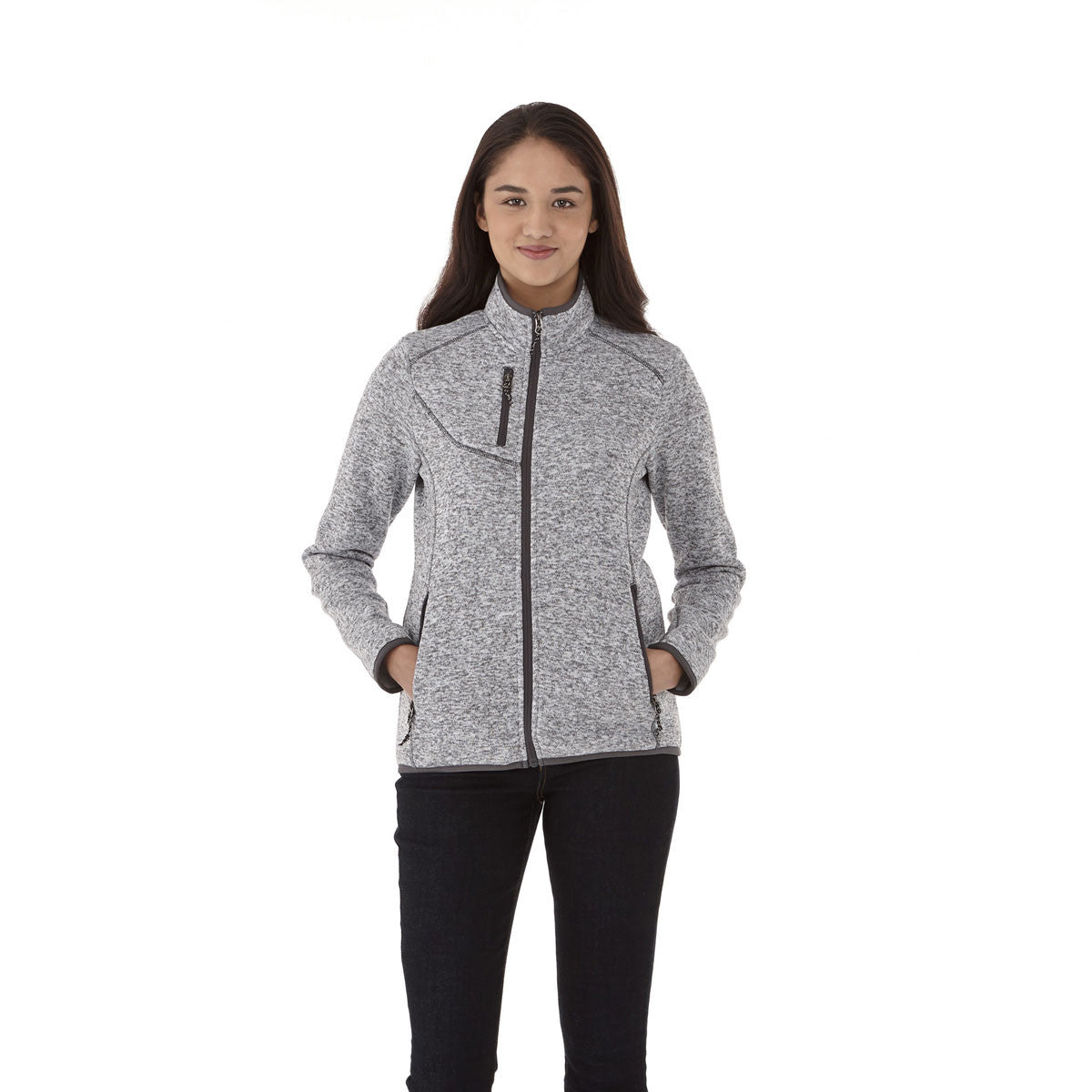 Elevate Women's Light Heather Grey Tremblant Knit Jacket - A Must - Have for Women!