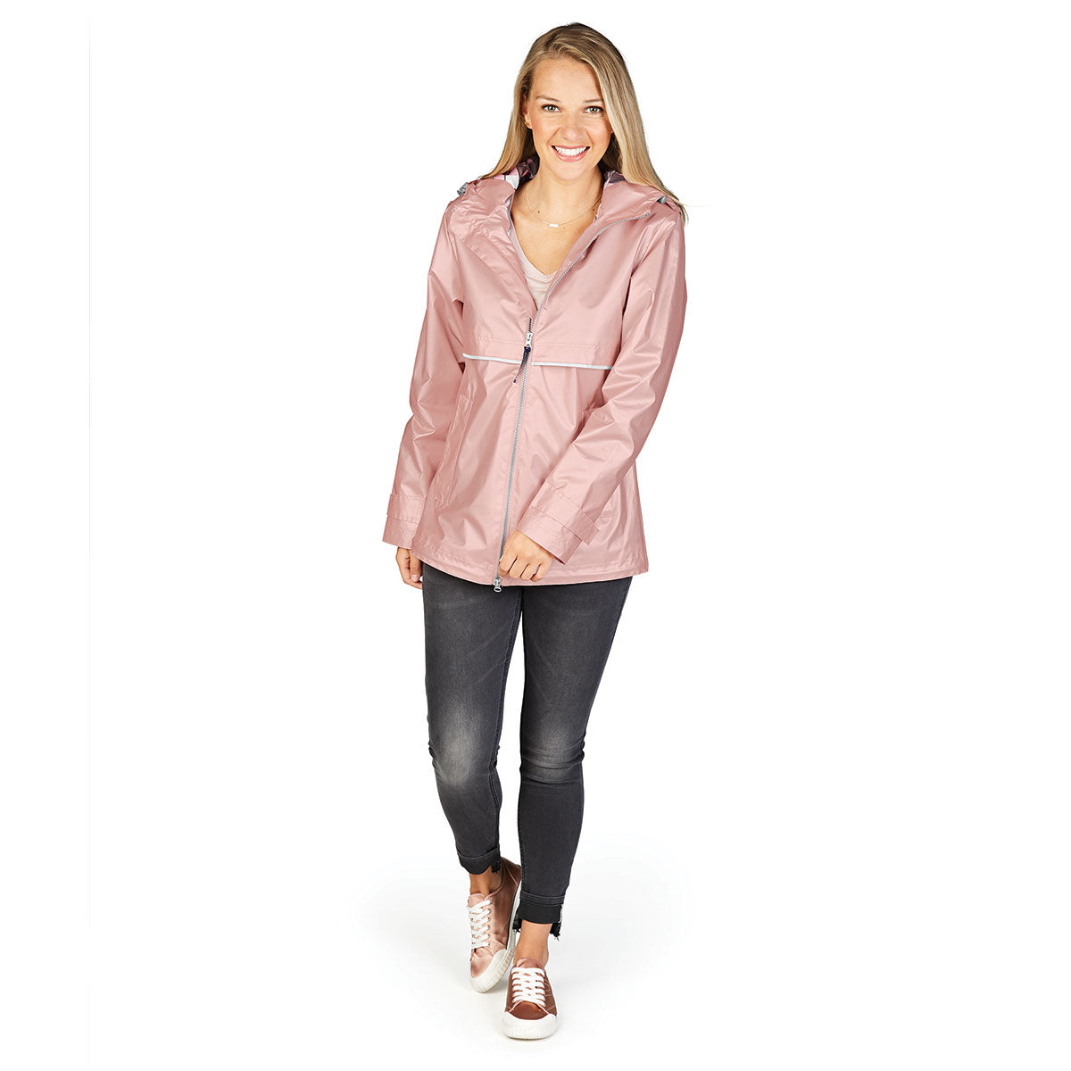Charles River Women's Rose Gold/Plaid New Englander Fashion Rain Jacket with Print Lining