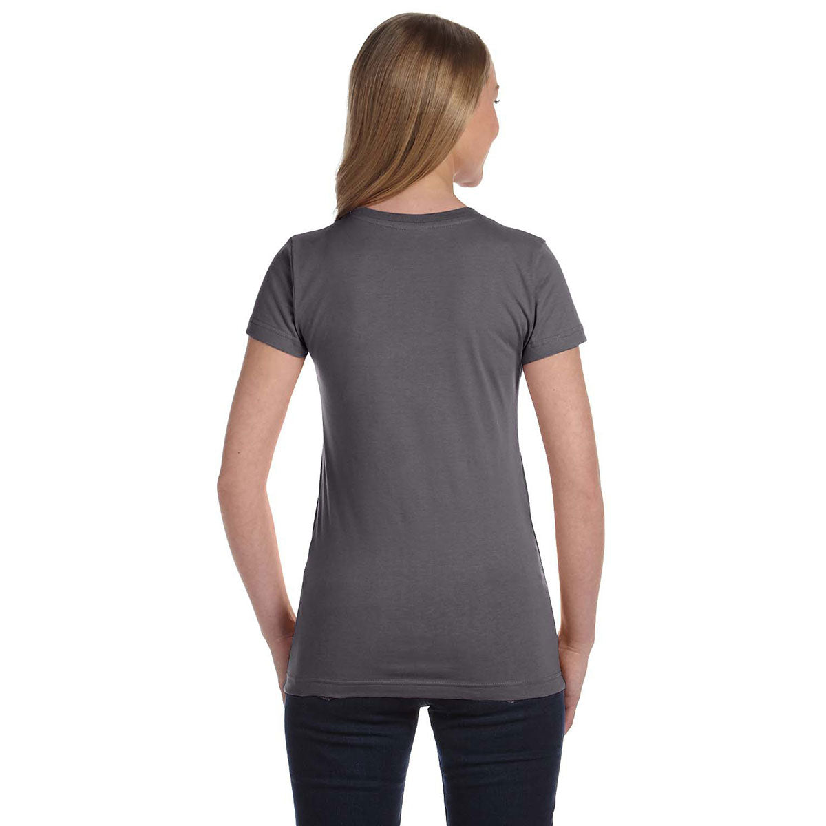 LAT Women's Charcoal Junior Fit Fine Jersey T-Shirt - Ideal for Company Branding