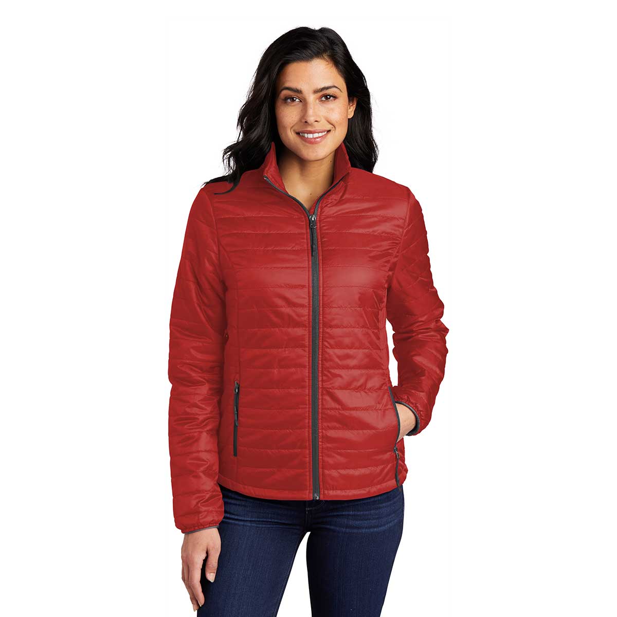Port Authority Women's Stunning Fire Red/Graphite Packable Puffy Jacket
