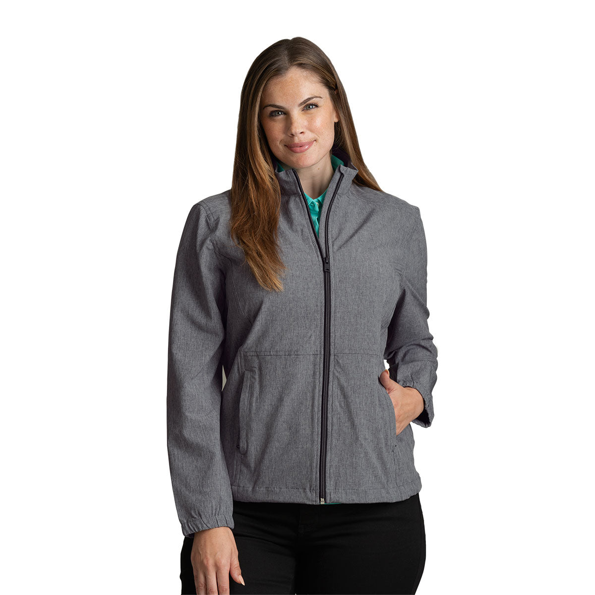 Greg Norman Women's Navy Heather Windbreaker Stretch Jacket - A Must-Have for Active Women