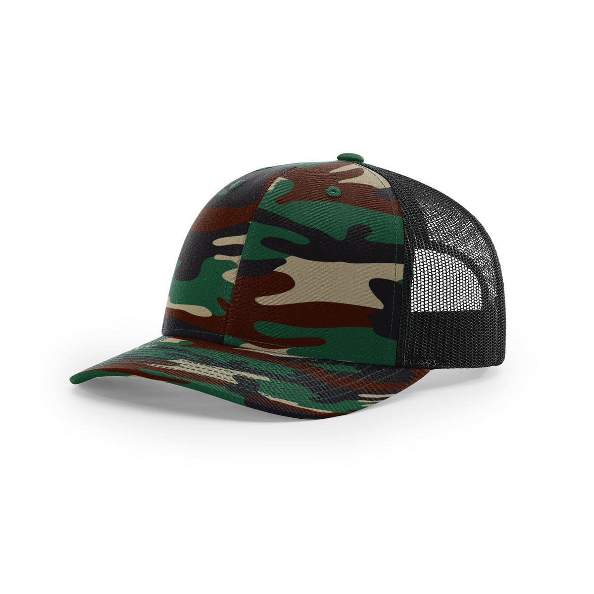 Richardson Green Camo Black Mesh Back Military Trucker Hat - Stand Out in Style