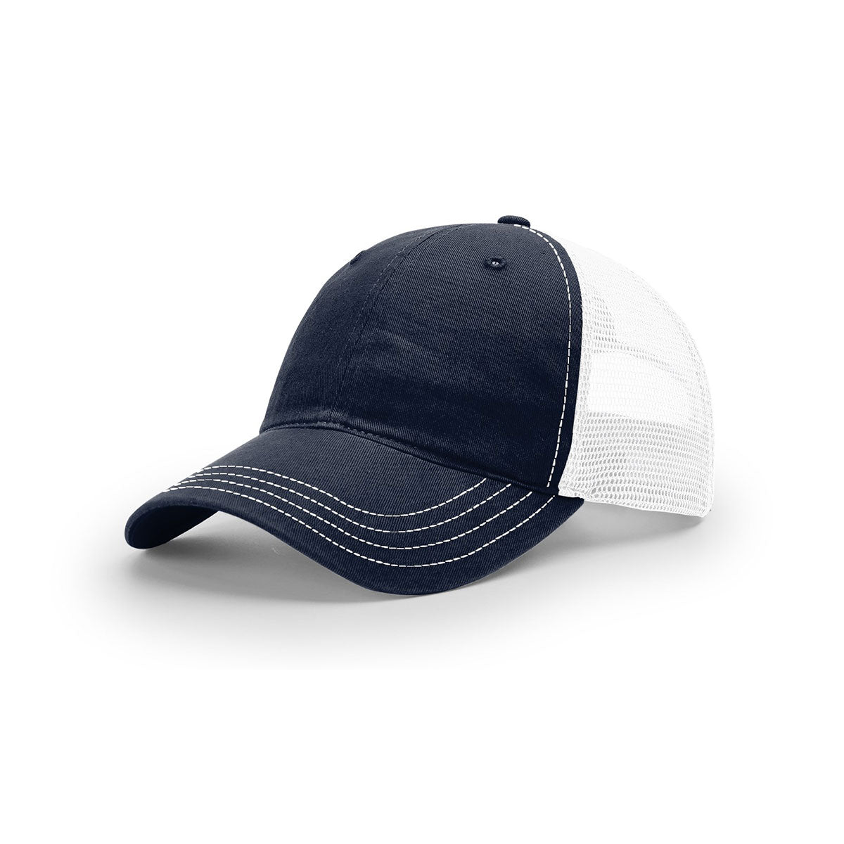 Richardson Navy/White Mesh Back Split Garment Washed Trucker Hat - A Stylish Outdoor Essential