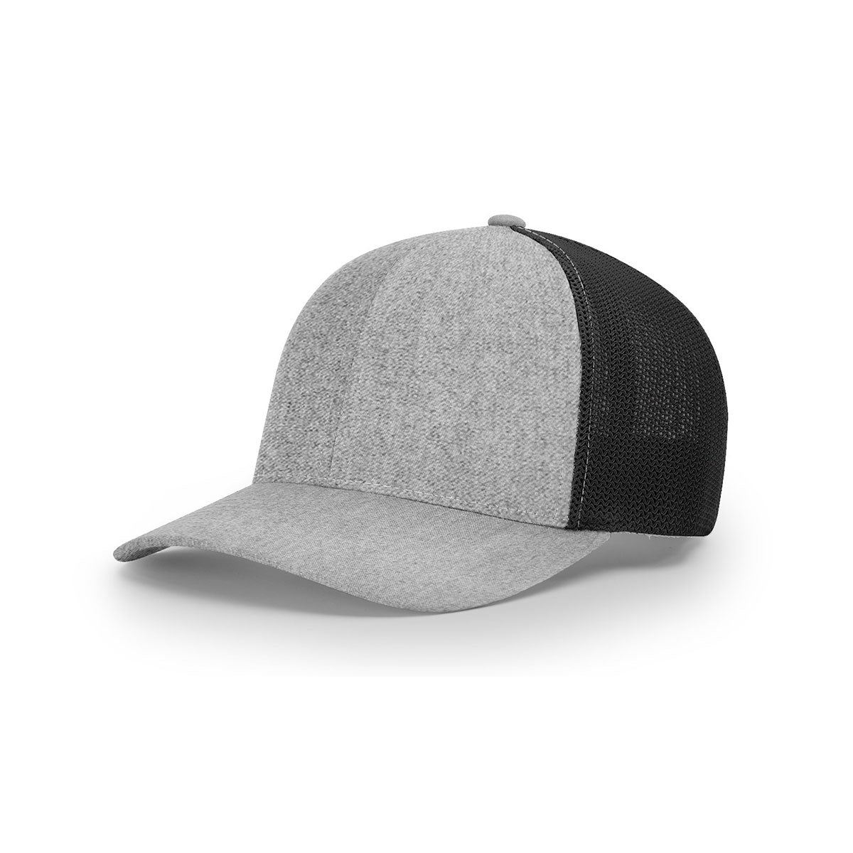 Richardson R-Flex Heather Grey/Black Mesh Back Split Trucker Hat: Brand Your Way!