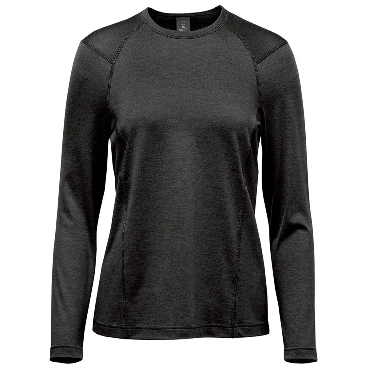 Stormtech Women's Charcoal Heather Milano Long Sleeve Crew Neck - Ideal for Outdoor Adventures