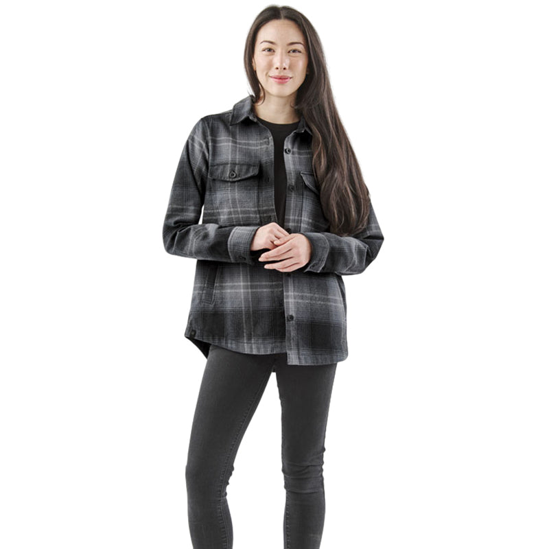 Stormtech Women's Carbon/Black Highland Plaid Shacket - A Fashionable Urban Essential
