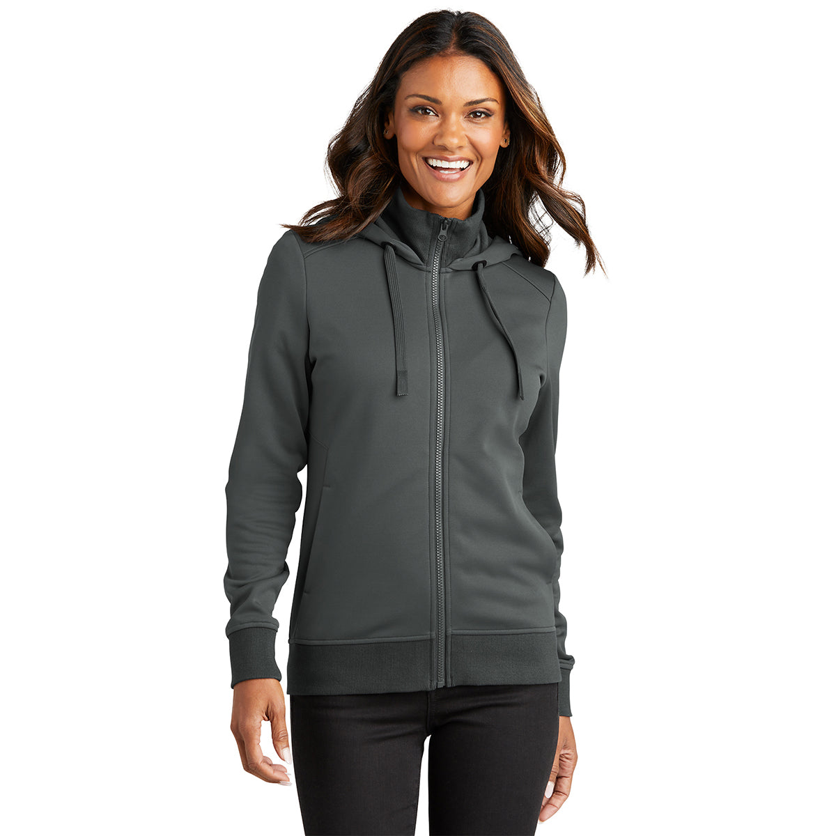 Port Authority Women's Stunning Graphite Smooth Fleece Hooded Jacket