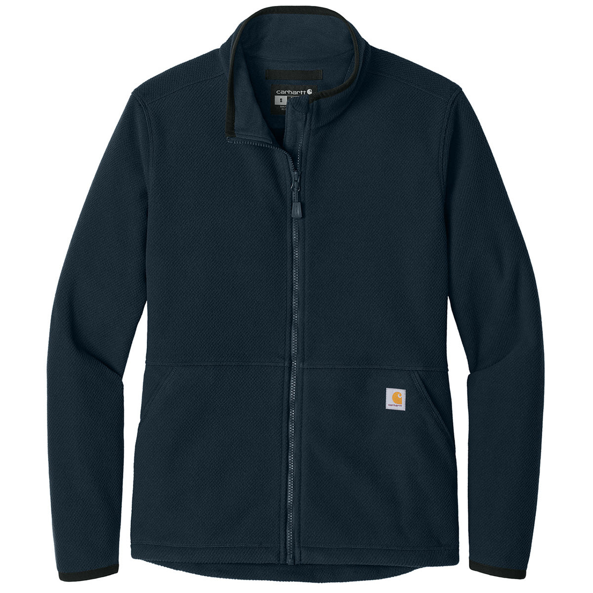 Carhartt Women's Navy Textured Full-Zip Fleece Jacket - Cozy and Versatile