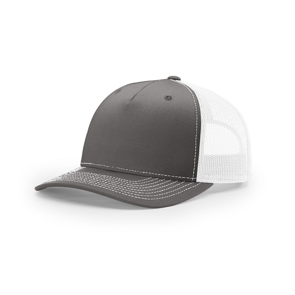 Richardson Charcoal/White Mesh Back Five Panel Trucker Hat - Customizable for Branding