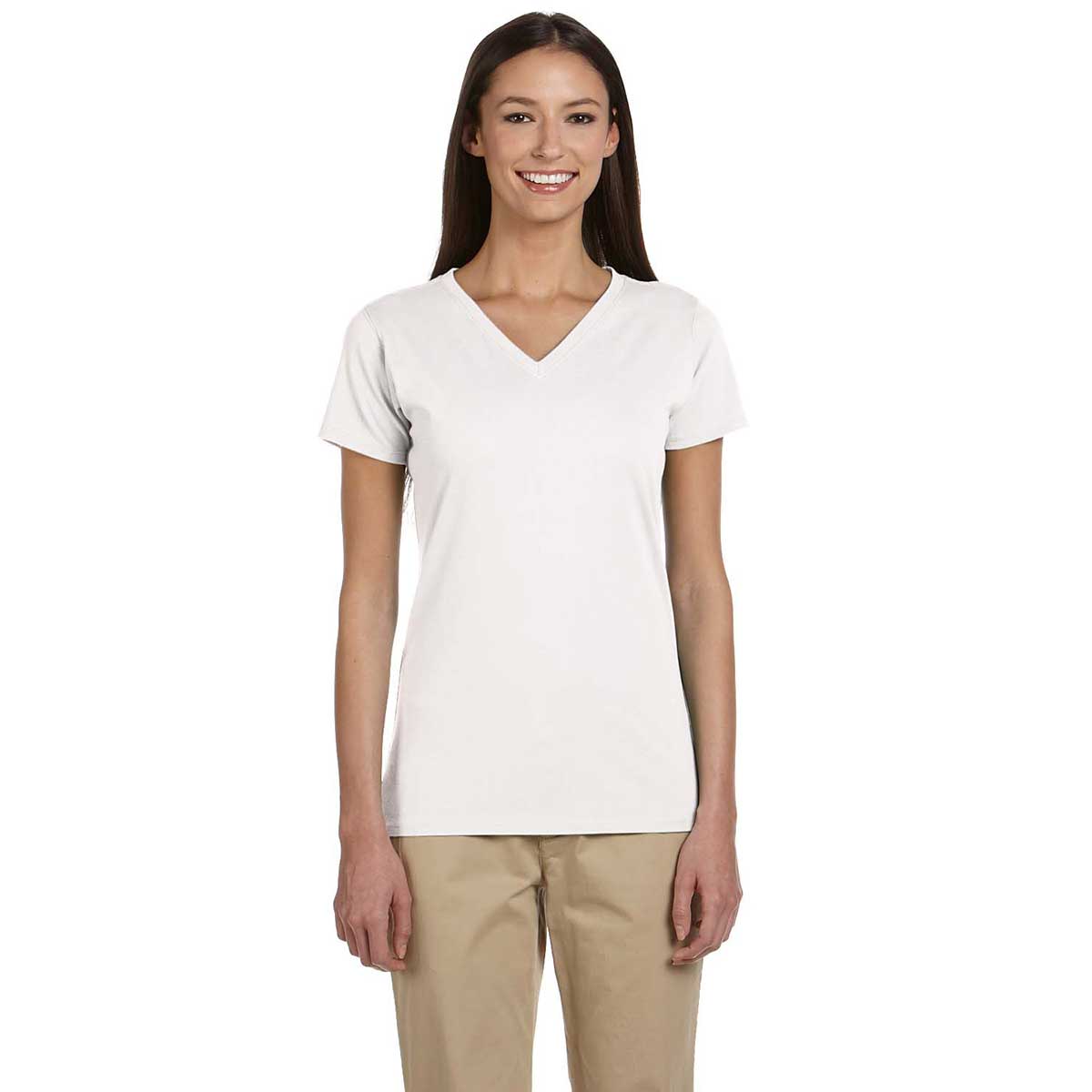 Econscious Women's Stylish White Organic Cotton Short-Sleeve V-Neck T-Shirt