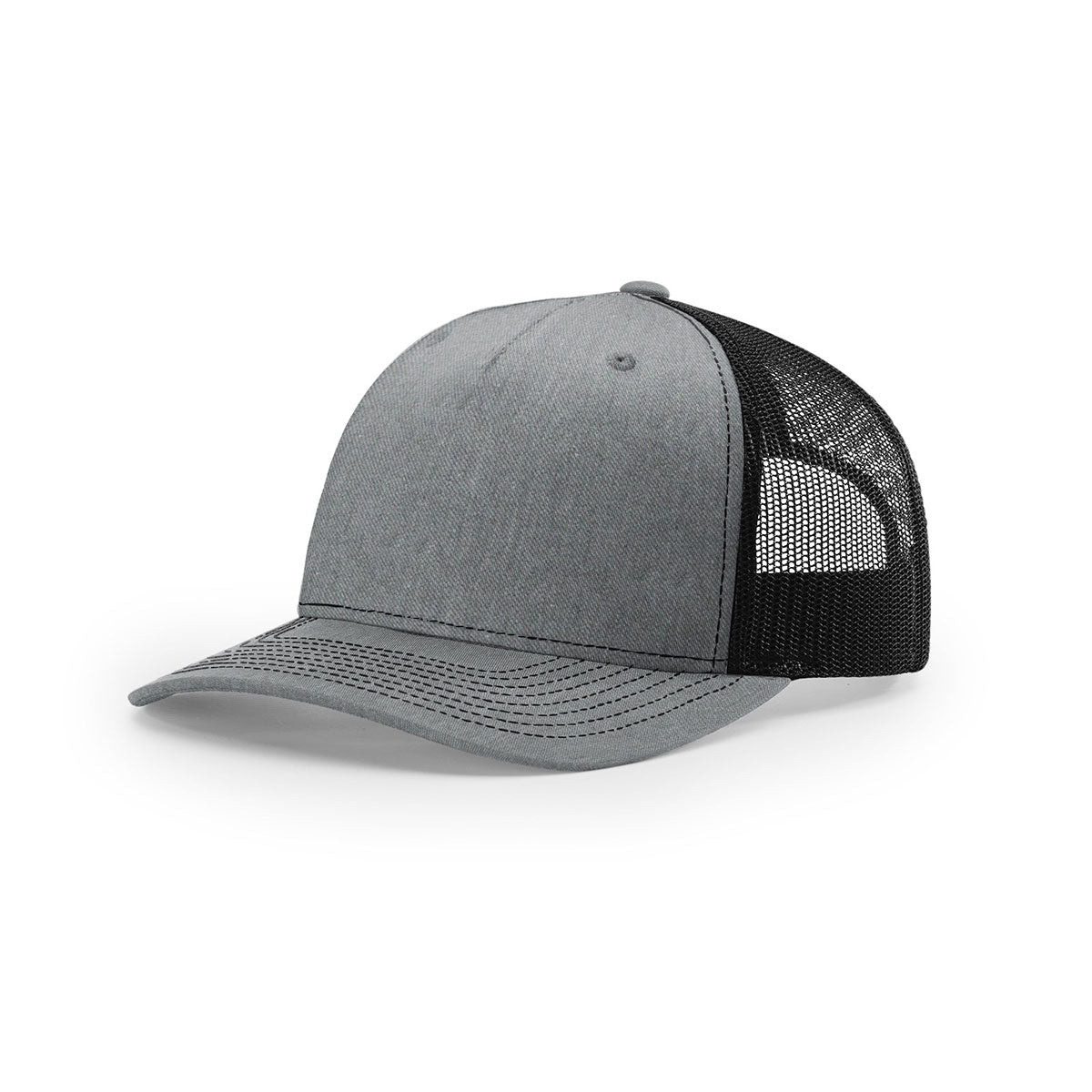 Richardson Heather Grey/Black Mesh Back Five Panel Trucker Hat - Customizable Brand Statement
