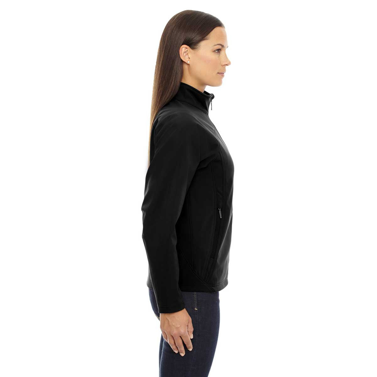 North End Women's Stylish Black Three - Layer Fleece Bonded Soft Shell Performance Jacket