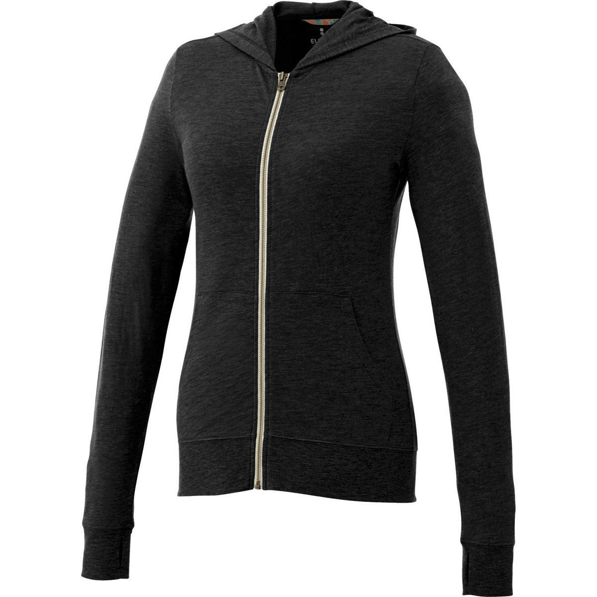 Elevate Women's Stylish Black Garner Knit Full Zip Hoodie