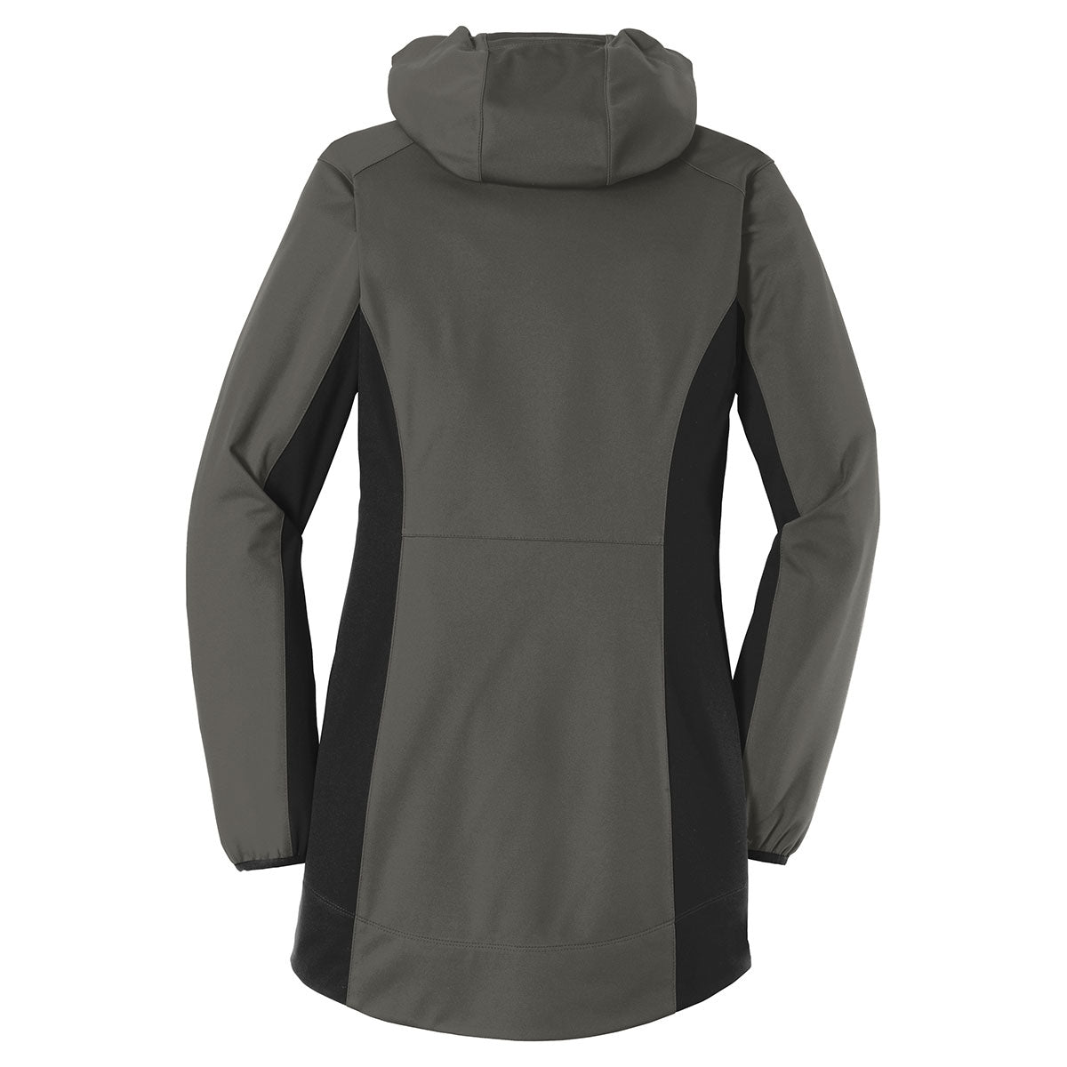 Port Authority Women's Stylish Grey Steel/Deep Black Active Hooded Soft Shell Jacket
