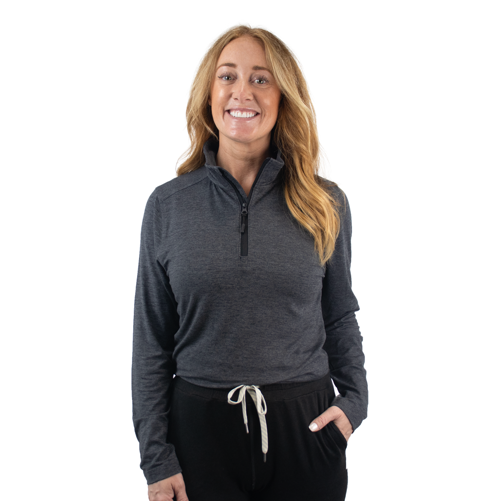 Zusa Women's Stunning Charcoal Heather Brisk Quarter Zip - A Must-Have!
