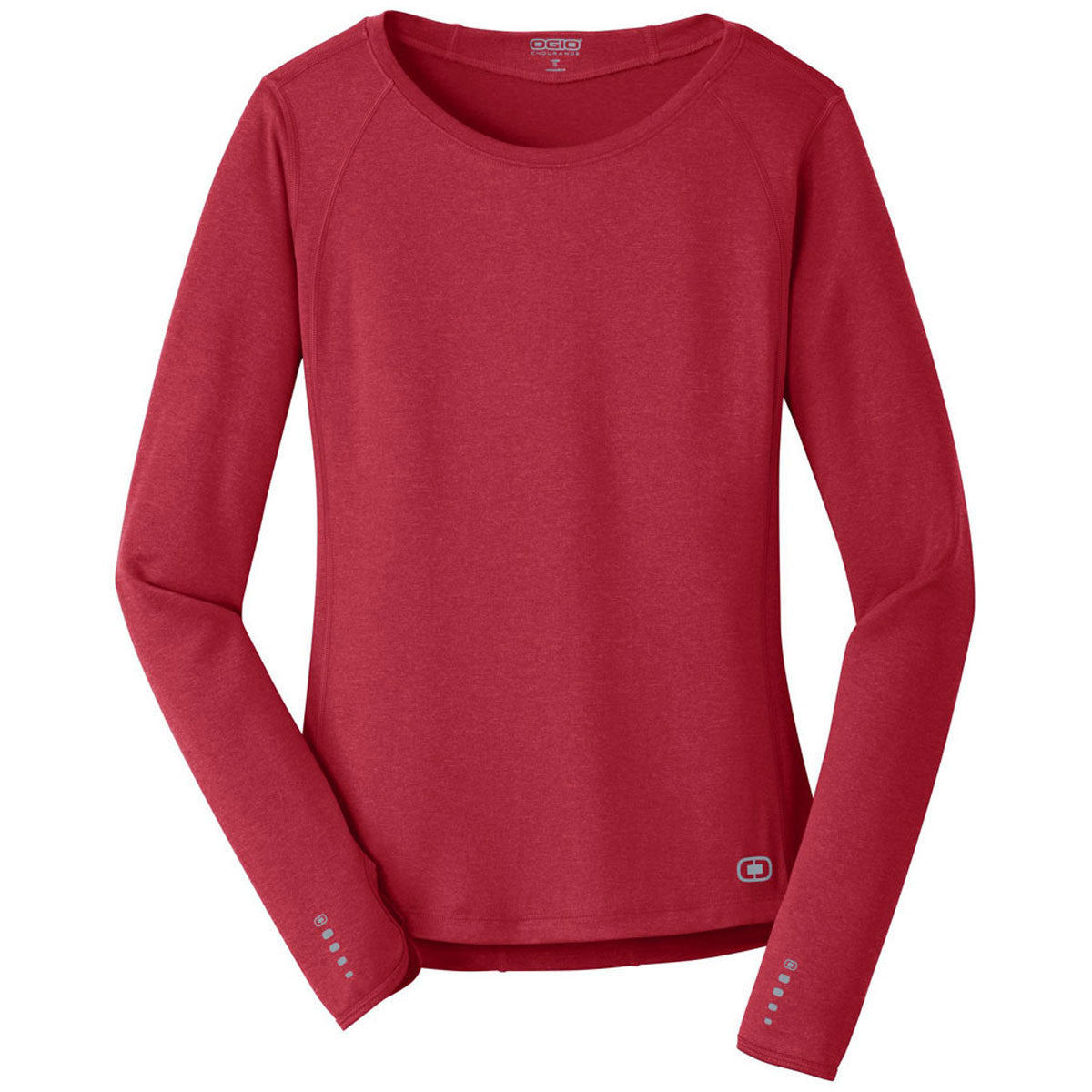 OGIO Endurance Women's Striking Red Ripped Long Sleeve Pulse Crew - Stay Safe & Stylish!