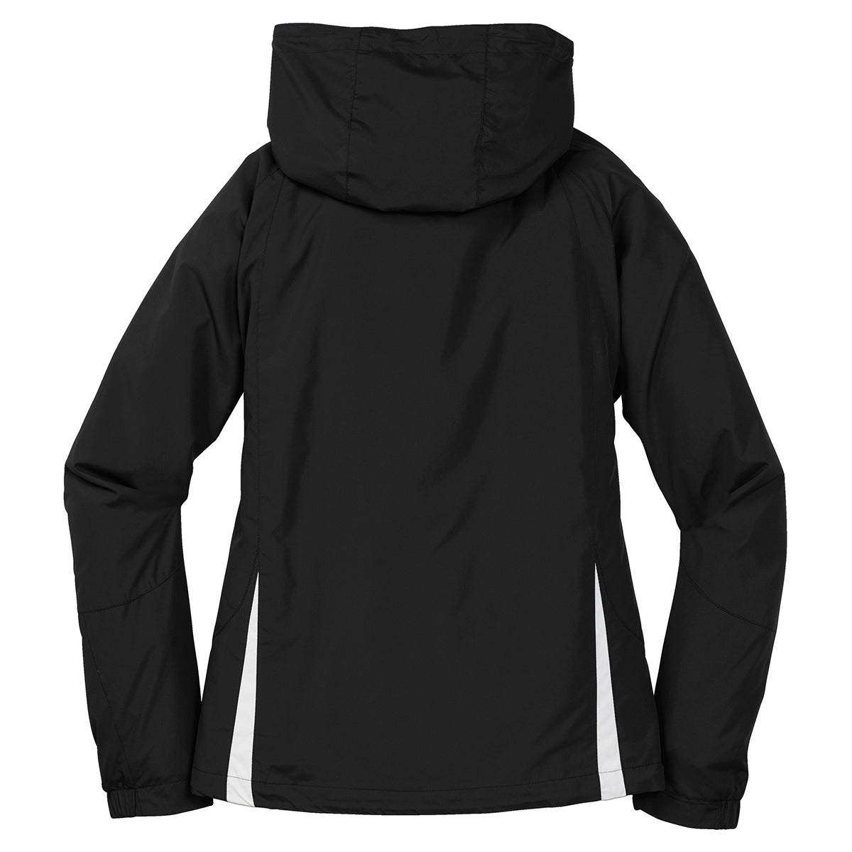 Sport-Tek Women's Stunning Black/White Colorblock Hooded Raglan Jacket