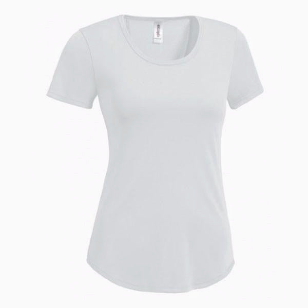 Stylish Women's White Angel Scoop Neck Tee - Perfect for Summer Workouts