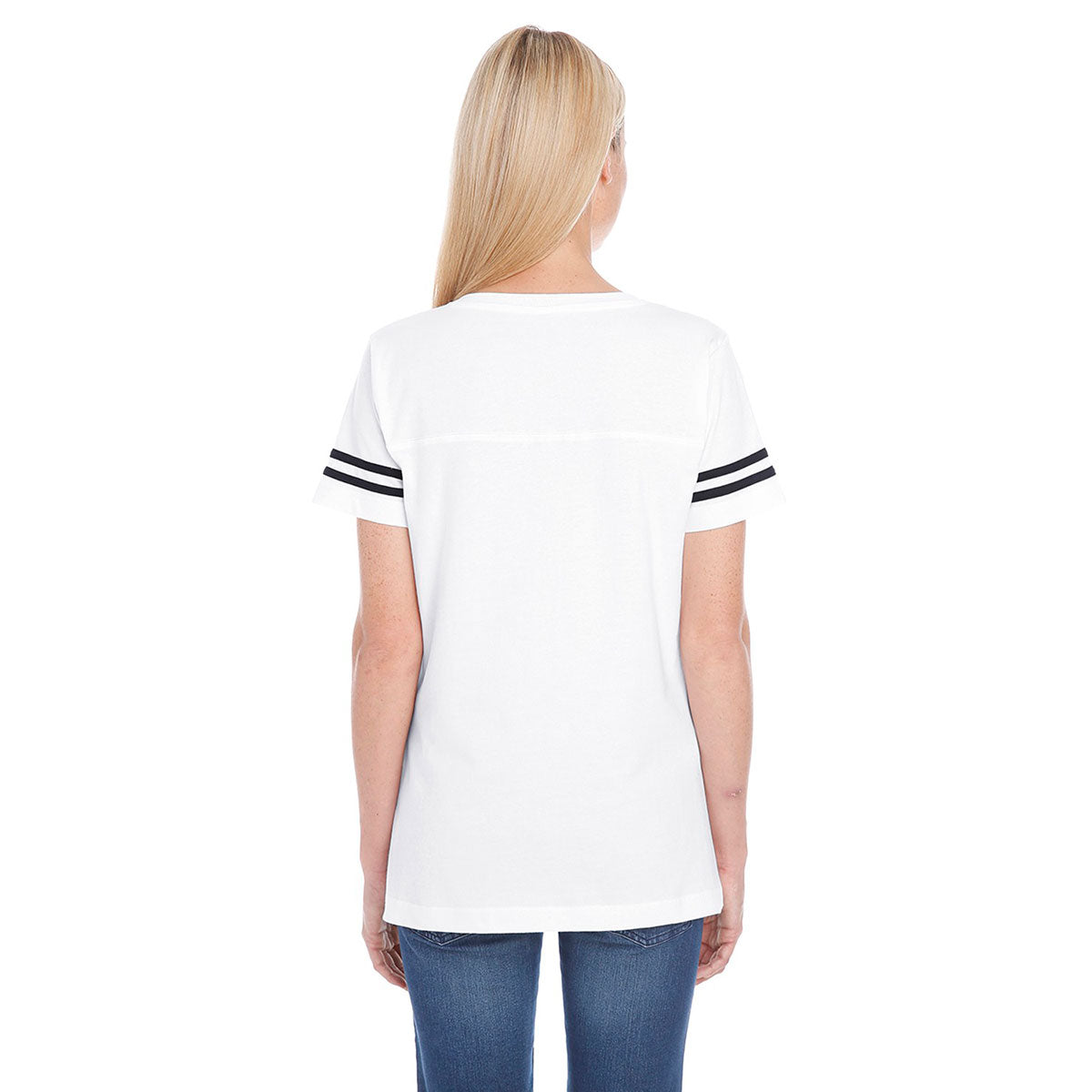 LAT Women's Stunning White/Black Football Jersey T-Shirt