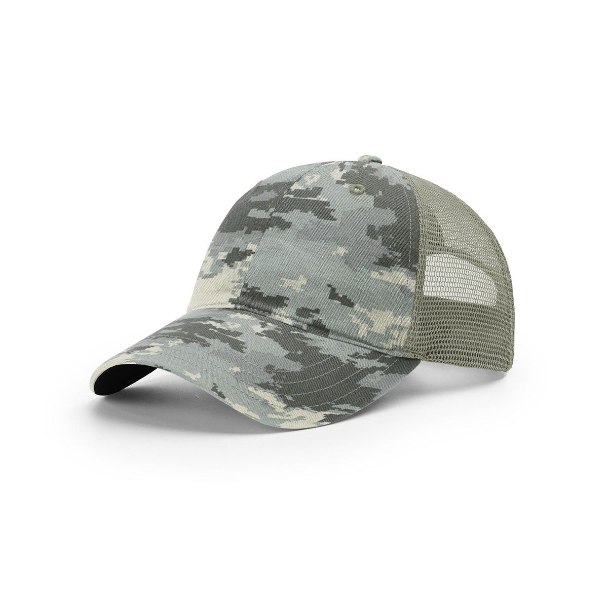 Richardson Digital Camo Light Green Mesh Back Trucker Hat - Washed & Printed