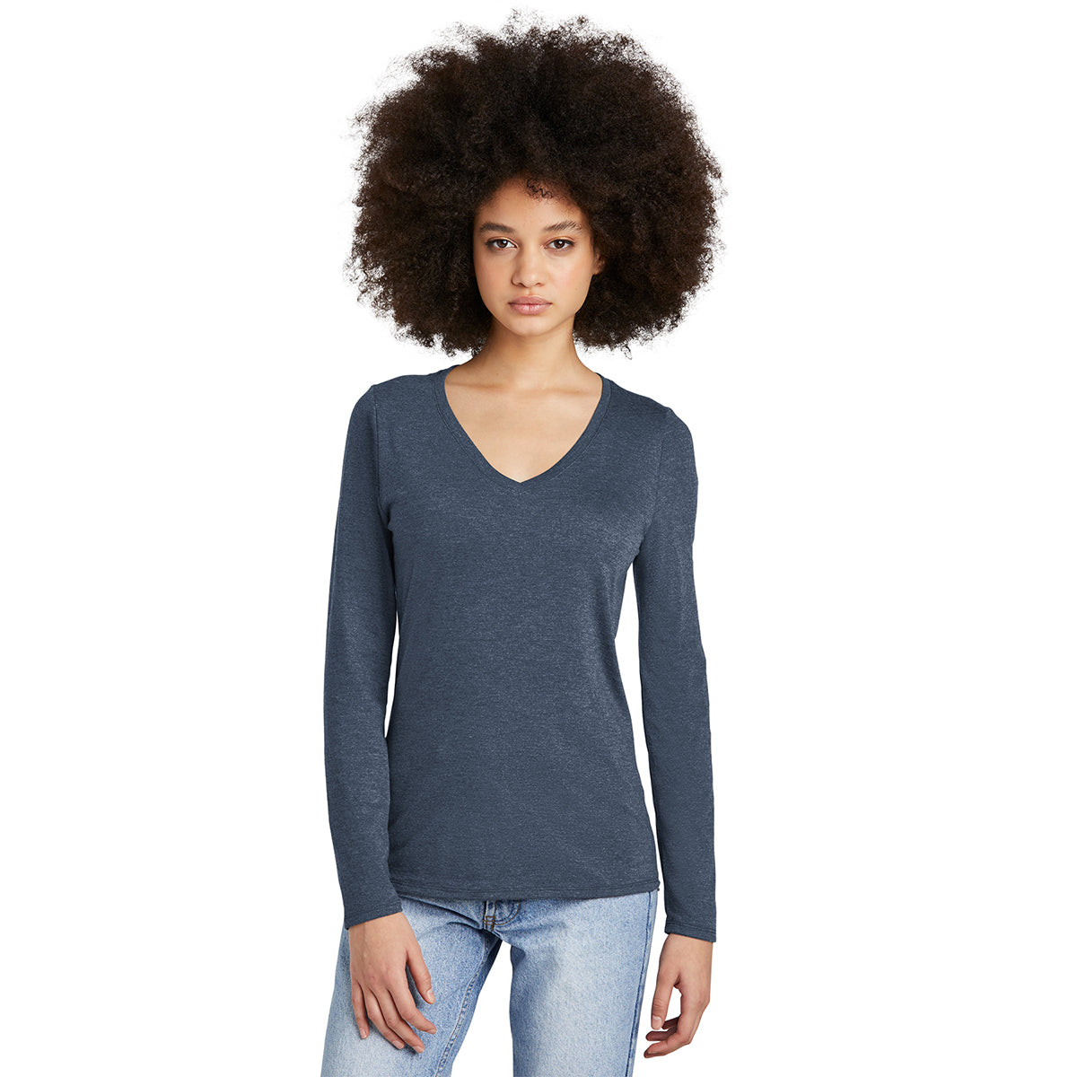 District Women's Navy Frost Perfect Tri Long Sleeve V-Neck Tee: The Ideal Employee Gift