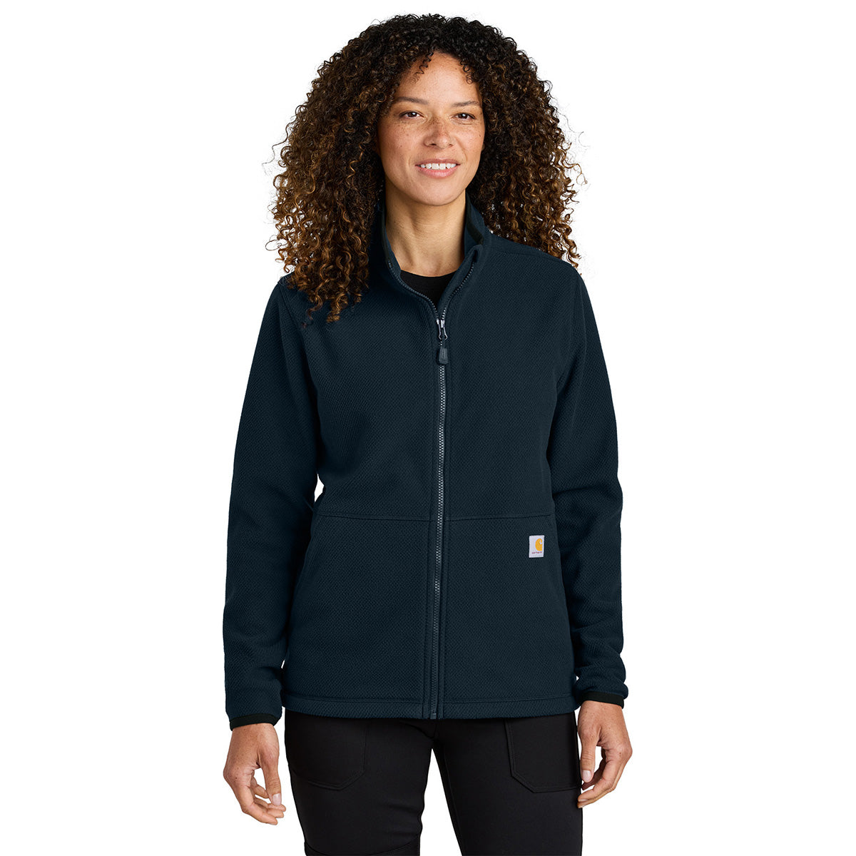 Carhartt Women's Navy Textured Full-Zip Fleece Jacket - Cozy and Versatile