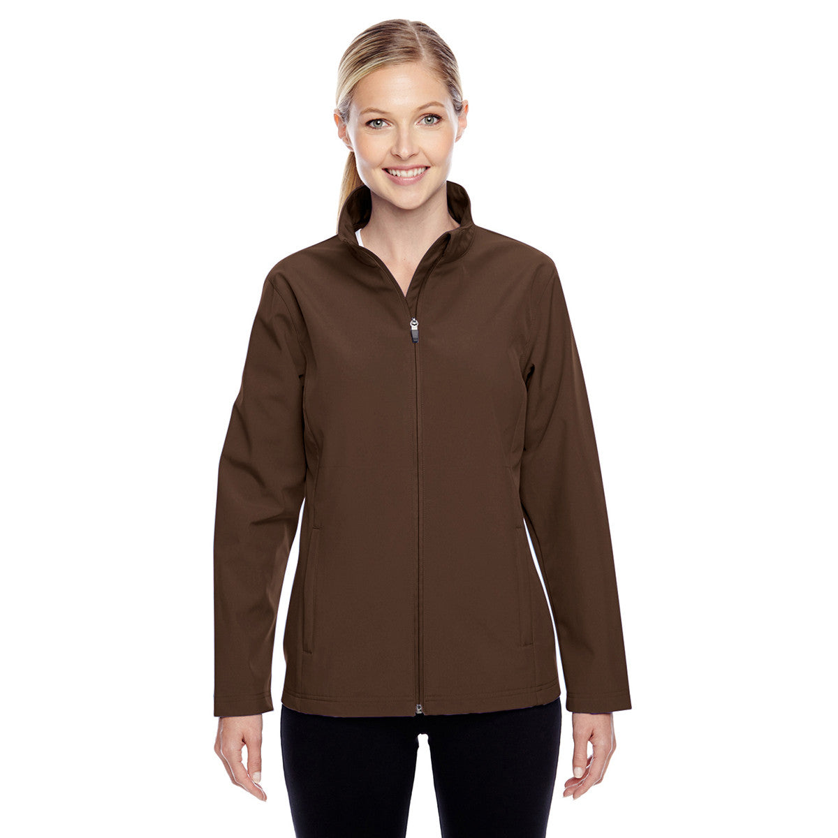 Team 365 Women's Dark Brown Fashionable Soft Shell Sport Jacket