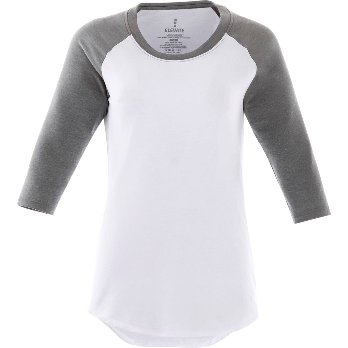 Elevate Women's Dakota Three Quarter Tee - Medium Heather Grey/White