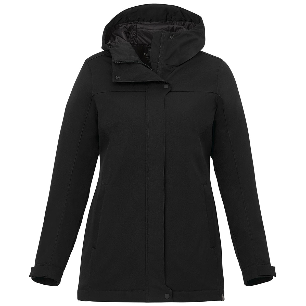 Elevate Women's Stylish Black Lena Eco Water-Repellent Insulated Hooded Jacket