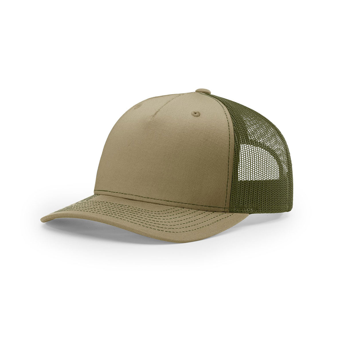 Richardson Customizable Trucker Hat - Pale Khaki/Loden Mesh Back
