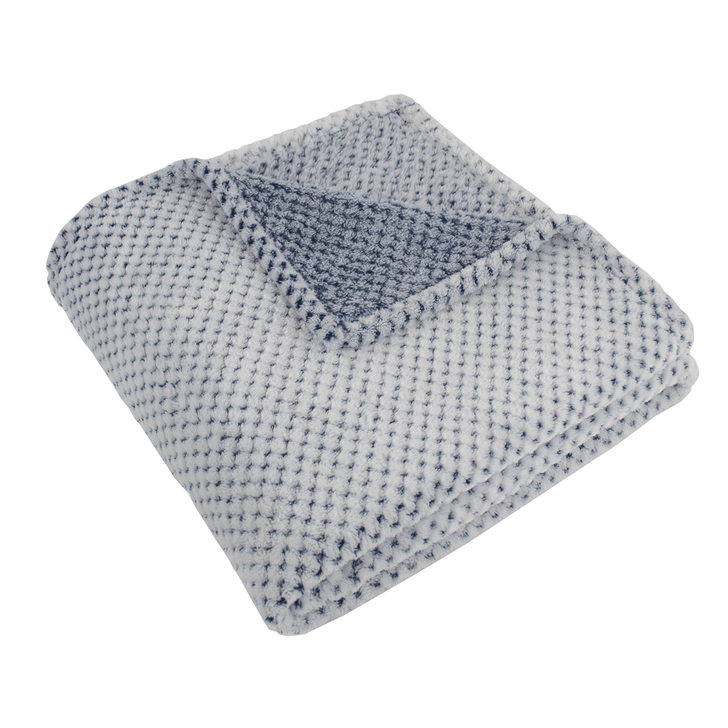 Zusa Navy - Trimmed White Luxury Plush Siesta Blanket: Your Ultimate Nap Companion