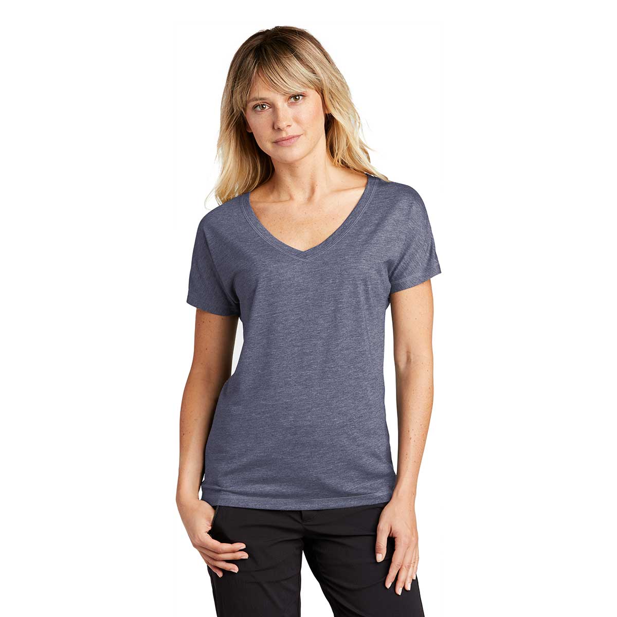 Sport-Tek Women's True Navy Heather PosiCharge Tri-Blend Wicking Dolman Tee - The Ultimate Comfort Tee