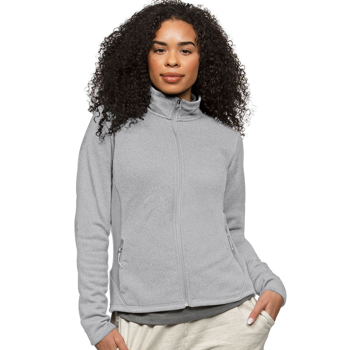 Antigua Women's Stylish Light Grey Heather Multi - Course Jacket