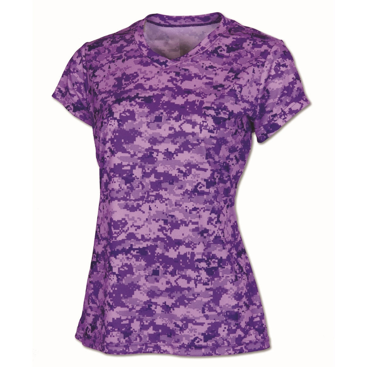 BAW Women's Stunning Purple Xtreme Tek Digital Camo Short Sleeve Shirt