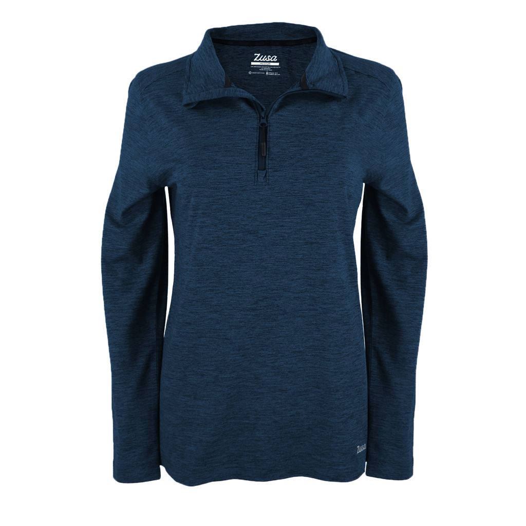 Zusa Women's Navy Heather Brisk Quarter Zip - A Must - Have for Active Women