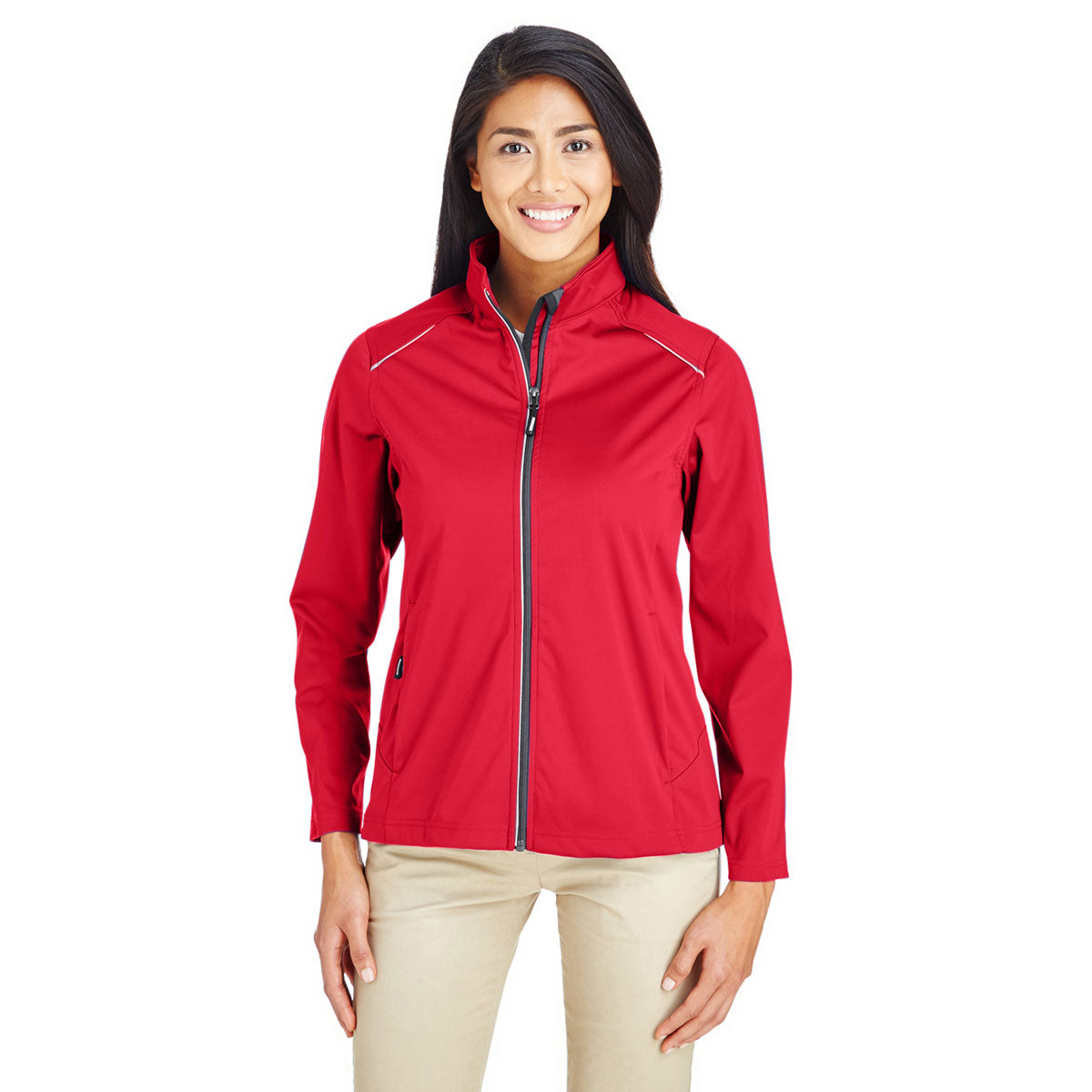 Core 365 Women's Stunning Red Techno Lite Three-Layer Knit Tech Shell