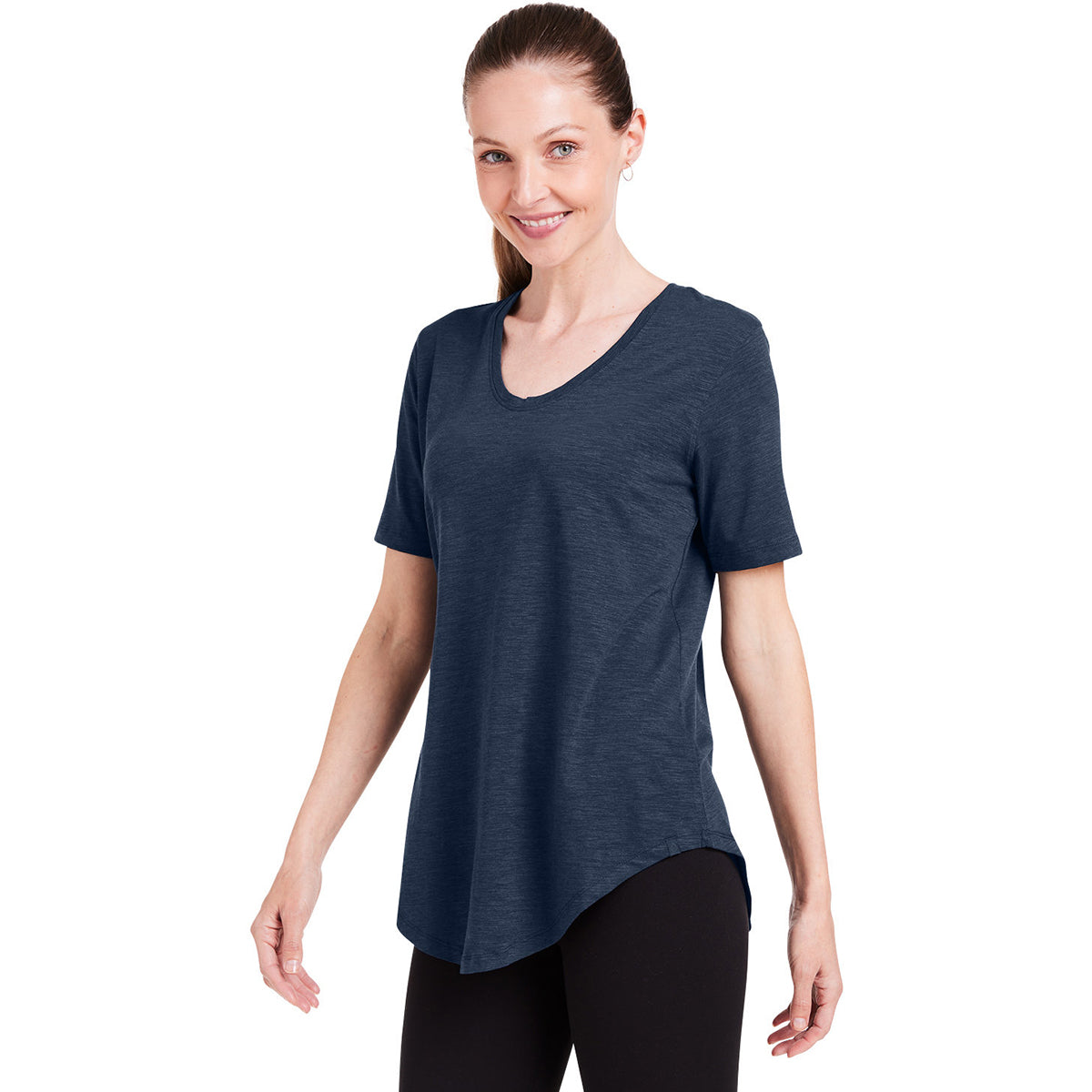 tasc Women's Stylish Navy Longline T-Shirt - Customizable for a Stunning Look