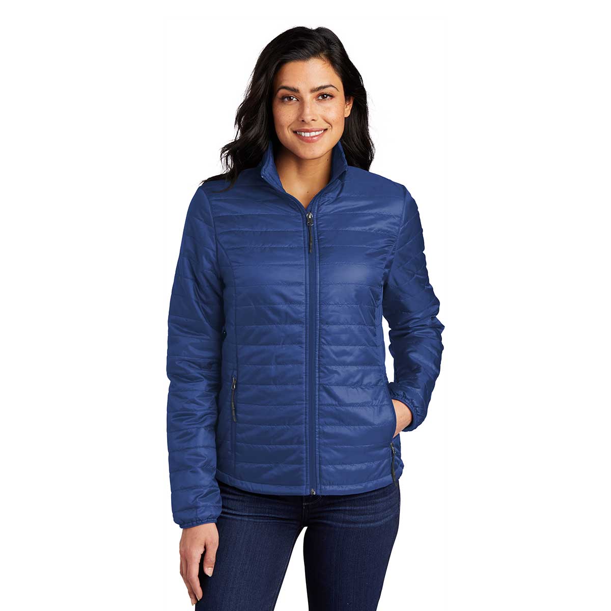 Port Authority Women's Stunning Cobalt Blue Packable Puffy Jacket - Stay Warm in Style!