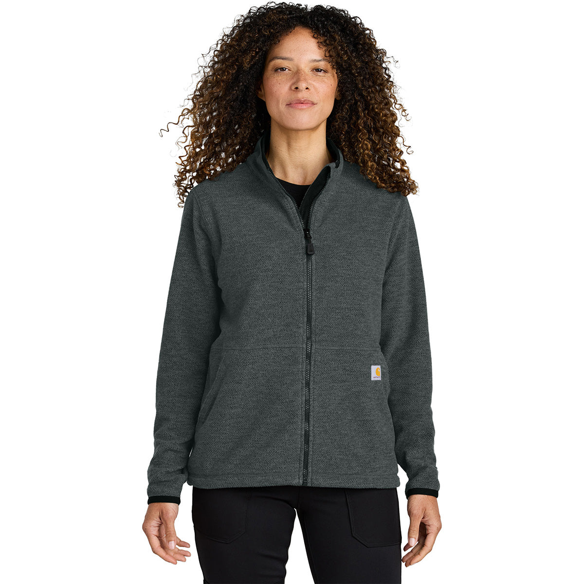 Carhartt Women's Cozy Carbon Heather Textured Full-Zip Fleece Jacket