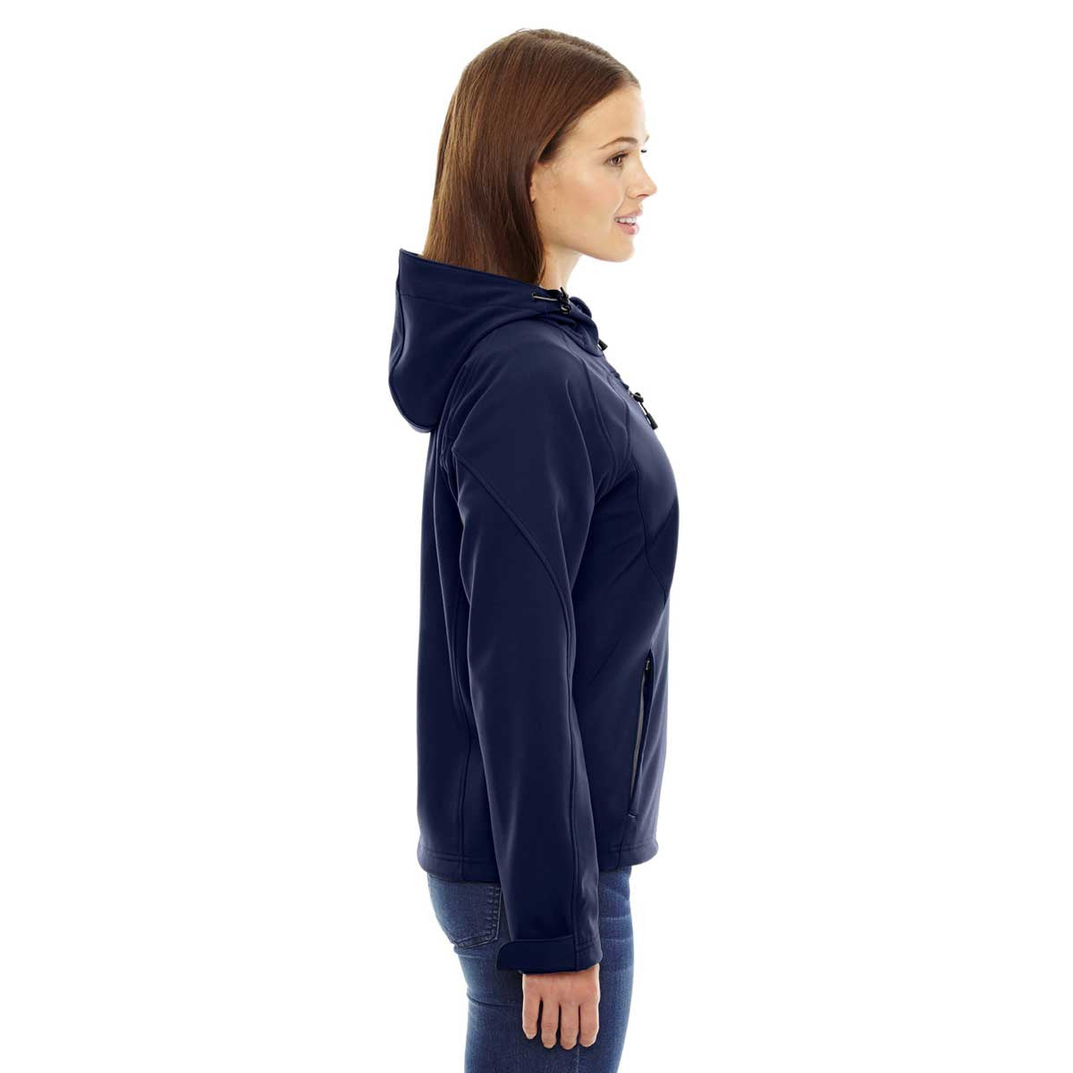 North End Women's Navy Classic Prospect Two-Layer Fleece Bonded Soft Shell Hooded Jacket - The Ultimate Outdoor Essential