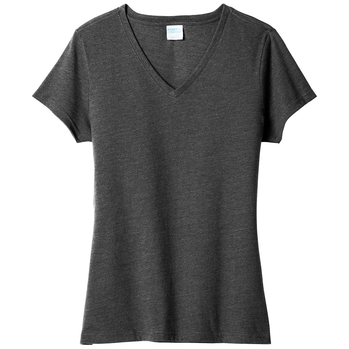 Port & Company Women's Black Heather Fan-Favorite Blend V-Neck Tee: A Must-Have for Corporate Events!