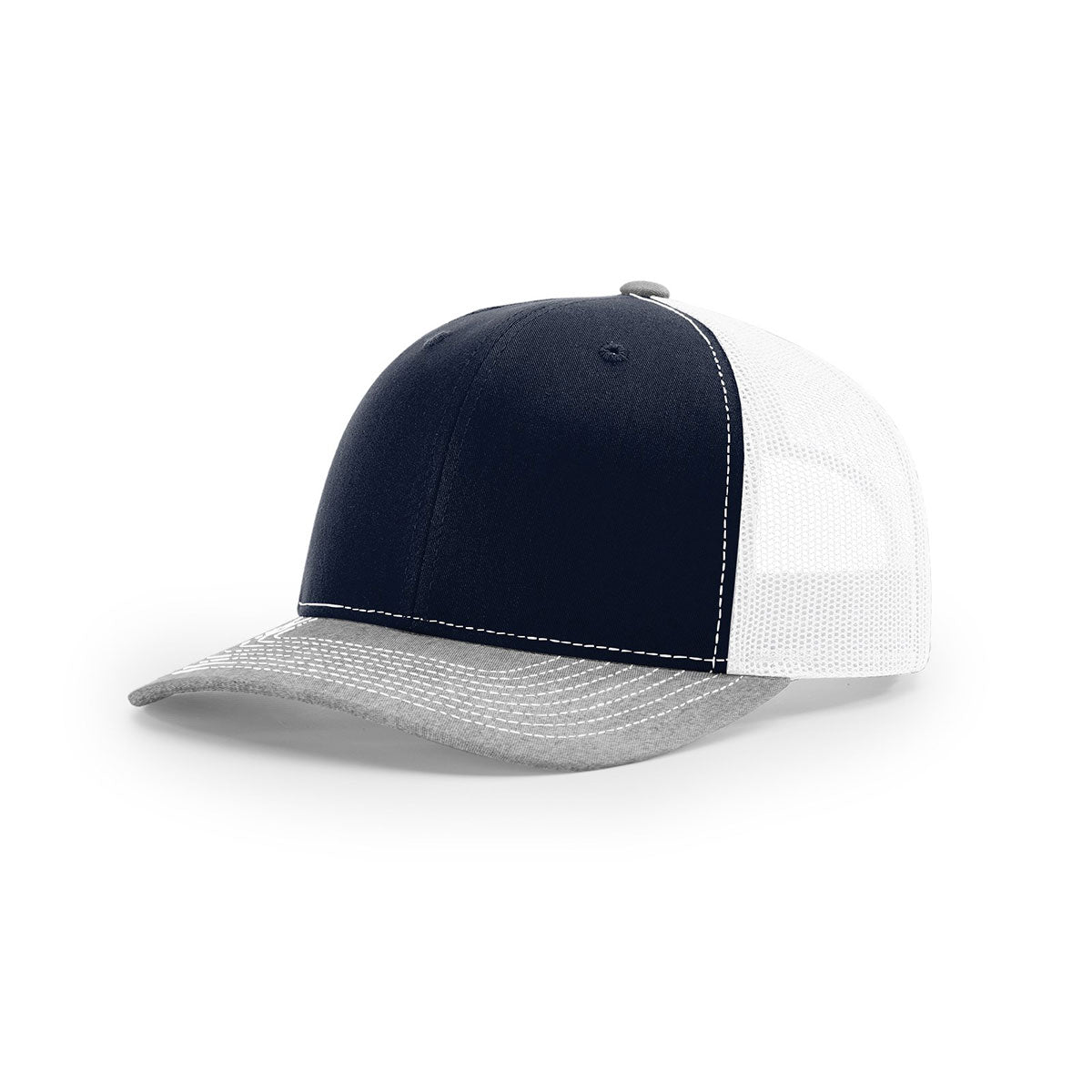 Richardson Navy/White/Heather Grey Mesh Back Tri-Color Trucker Hat - A Stylish Branding Essential