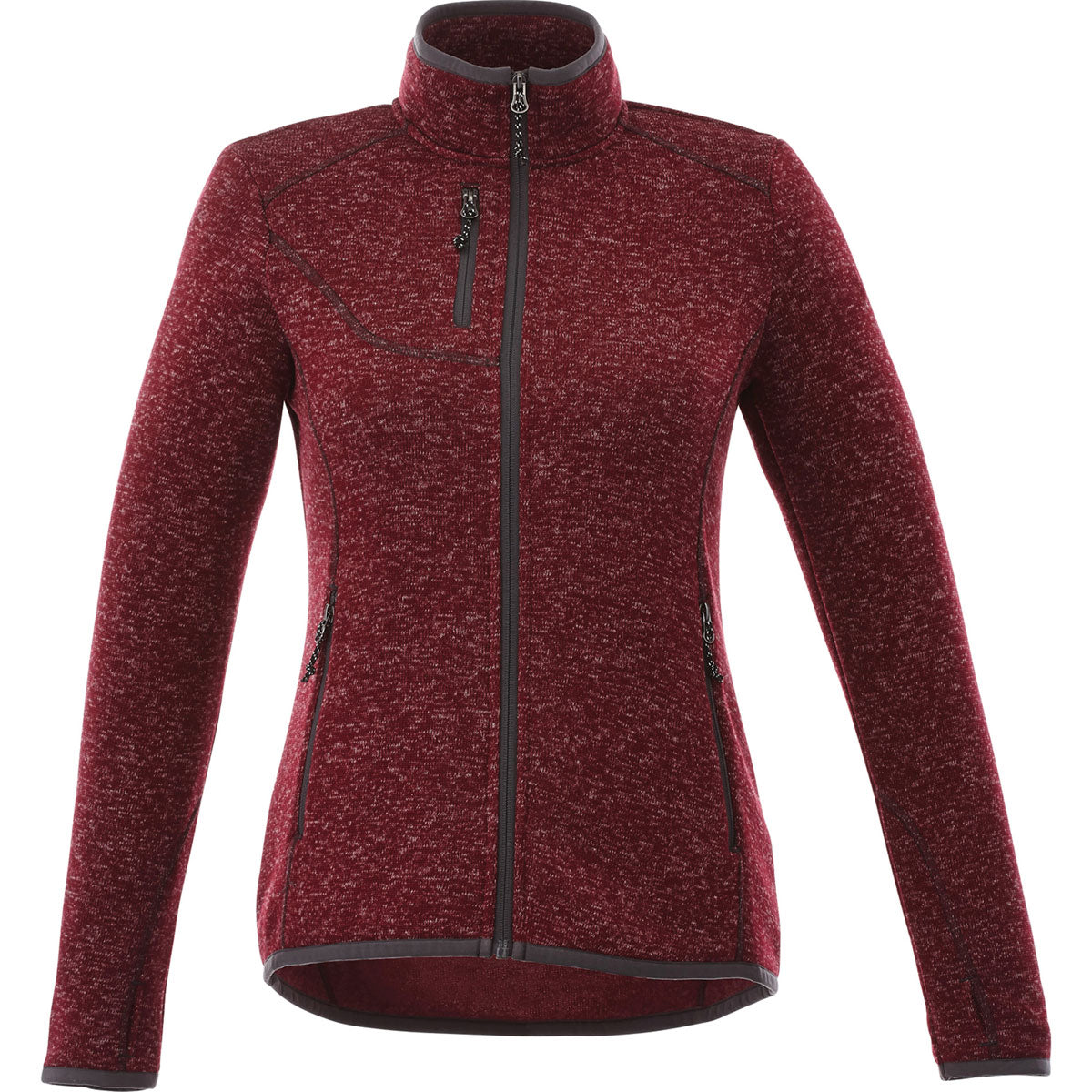 Elevate Women's Maroon Heather Tremblant Knit Jacket - A Must - Have for Brand Promotion
