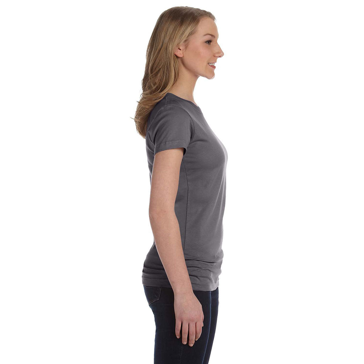 LAT Women's Charcoal Junior Fit Fine Jersey T-Shirt - Ideal for Company Branding