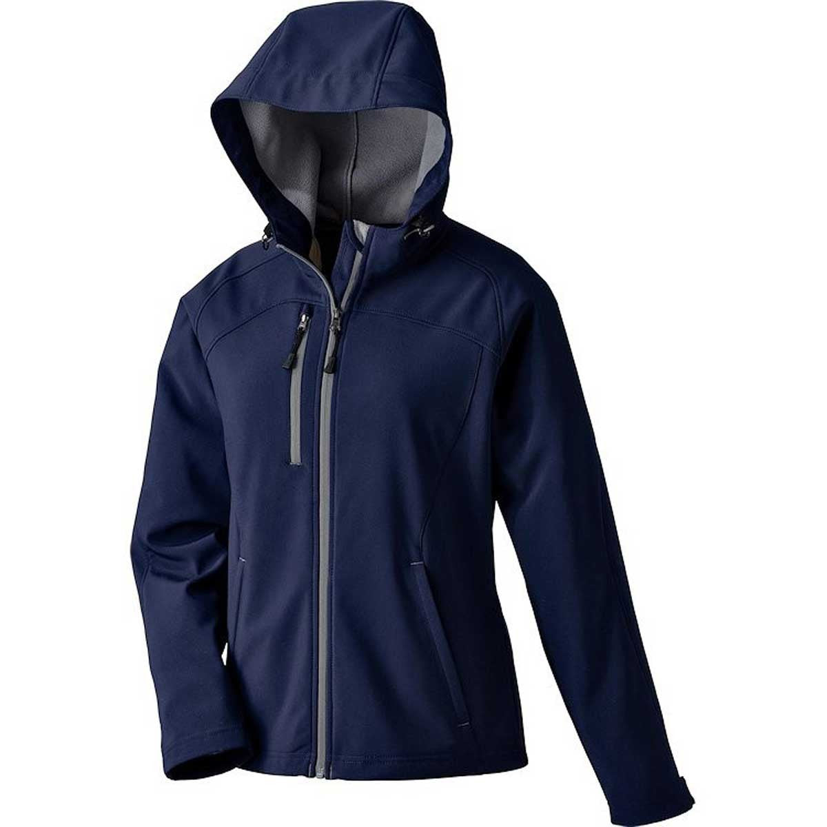 North End Women's Navy Classic Prospect Two-Layer Fleece Bonded Soft Shell Hooded Jacket - The Ultimate Outdoor Essential